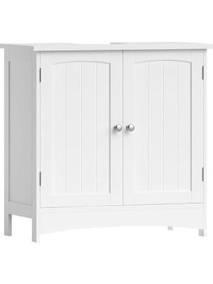 2 Kapılı Lavabo Dolabı, Banyo Dolabı, Ayarlanabilir Raflar, Bol Depolama Alanı, 60 x 30 x 60 Cm, Beyaz BBC01WT
