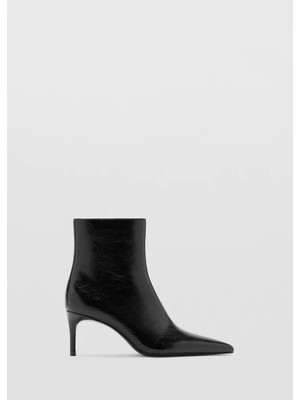 Mango Shiny-Finish Pointed-Toe Heeled Boots