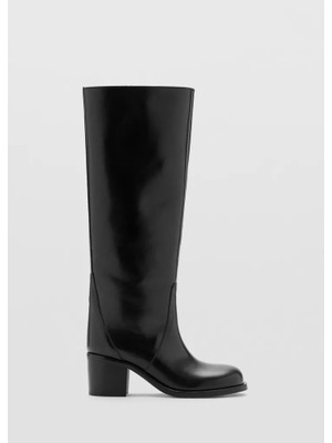 Mango %100 Leather Heeled Boots