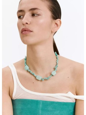 Mango Bead And Stone Necklace