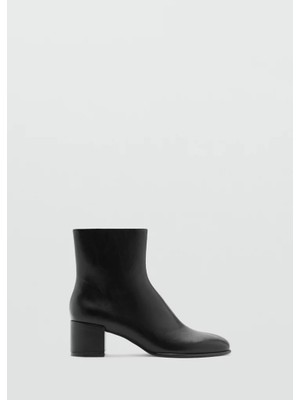 Mango Leather-Effect Block-Heel Ankle Boots