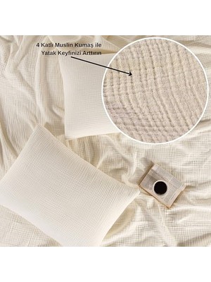 Burada Bulabilirsin Müslin Yatak Örtüsü Seti Çift Kişilik, Şık Düz Renk 100% Pamuk 4 Kat Muslin Yastık Kılıflı Pike Takımı, Denizli Üretimi (Natural Renk, Çift Kişilik Set (230X250 Cm))