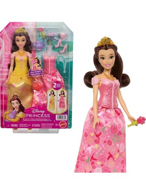 Disney Prensesi Oyuncakları, 2 Farklı Görünüme Sahip Belle Bebek, 9 Aksesuar, Takılıp Çıkarılabilen 2 Büstiyer ve 2 Etek, Filmden Ilham Alan 2'si 1 Arada Hikayeler, JFJ82