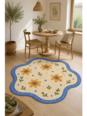 Rugs Modern Halı Liva Nova Özel Tasarım Bej, Kırık Beyaz ve Turuncu Ince Dokuma Salon Halısı