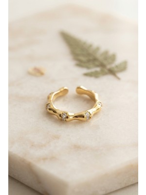Efnaz Style Gold Renk Kemik Model Zirkon Taşlı Kadın Yüzük