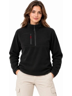 Çamaşır Kenti Polar Dik Yaka Yarım Fermuarlı Fermuarlı Göğüs Cepli Regular Fit Kışlık Sweatshirt
