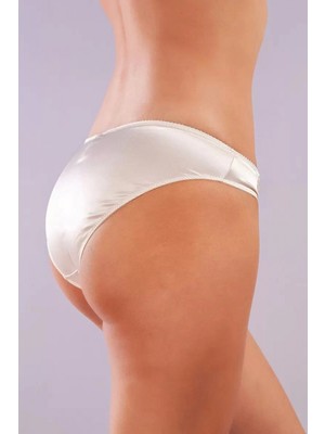 Marsilyan Golshan Giselle Mini Slip, Kadın Güpürlü Saten Ekru Külot