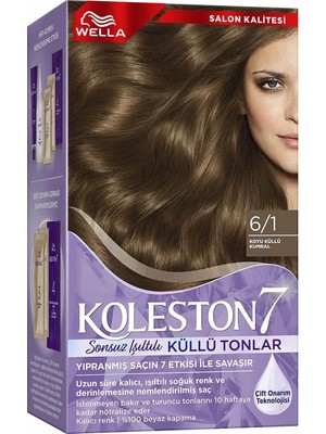 5 Adet Koleston Wella Supreme Sonsuz Işıltılı Küllü Tonlar Saç Boyası 6/1 Koyu Küllü Kumral 50 ml