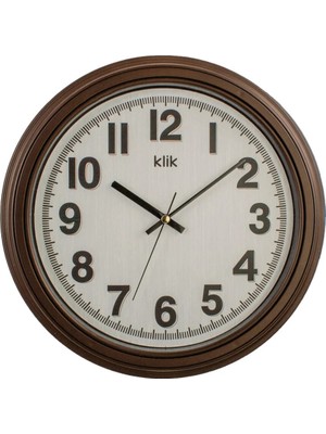 5 Adet Klik Auris Duvar Saati 34 cm Kahverengi Çerçeve