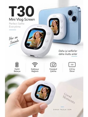 Çamaşır Kenti Home 2.0 Inç Mini Vlog Ekranı Kablosuz Bağlantılı