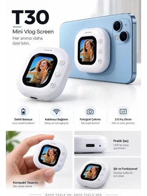Çamaşır Kenti Home 2.0 Inç Kablosuz Selfie Ekranı Dahili Bataryalı
