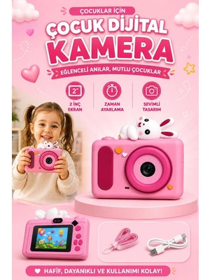 Magicool Mini Çocuk Kamerası 2 Inç Ekranlı Fotoğraf Video Çekimli Şarjlı Silikon Korumalı Dijital K