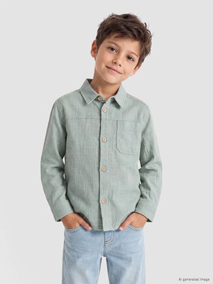Lc Waikiki Yeni Sezon Haki Uzun Kollu Erkek Çocuk Gömlek