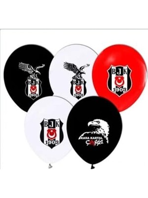 Siyah Beyaz Kara Kartal Balon 10 Lu, Baskılı 685667566545