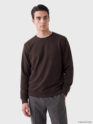 Lc Waikiki Yeni Sezon Kahverengi Bisiklet Yaka Erkek Sweatshirt
