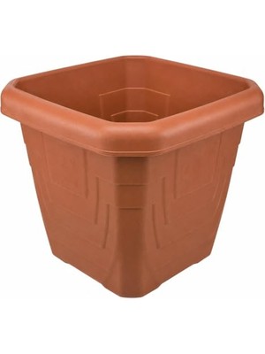 Kare Dış Mekan Saksısı 43X43X40 cm | Büyük Boy Plastik Bahçe Saksısı | Balkon, Teras, Bahçe ve Iç Mekan Dekoratif Çiçek Saksısı | Dayanıklı ve Hafif Tasarım | Terracotta Kahverengi