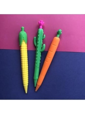 Havuç Mısır Kaktüs Uçlu Kalem 3'lü Set