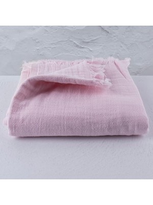 Püskül Lüks Müslin Plaj Havlusu Peştemal, Pembe, 90X180 Cm, 1-Adet