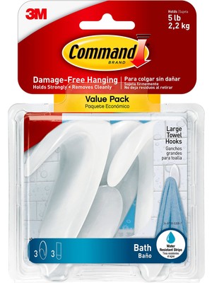 Komut BATH17 3es B Y K El Havlusu Kanca, Value Pack, 3-Kanca, 3-Large Izgili Su Ge Irmez, BATH17-3ES
