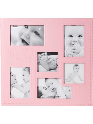 Pioneer Photo Albums Kolaj Çerçevesi Kabartmalı Inç Bebek Inç Dikişli Suni Deri Kılıf Bellek Defteri, Bebek Pembesi,