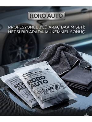 Roro Auto Alpler Mikrofiber Yıkama & Kurulama Seti Yıkama Eldiveni Cam Bezi Kurulama Havlusu