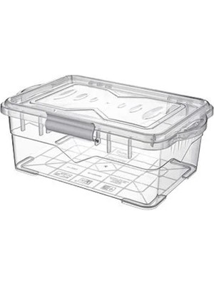 Borox Plastik Saklama Kabı, Kilitli Kapak, Şeffaf, 1 Litre, 208 x 128,5 x 55 mm