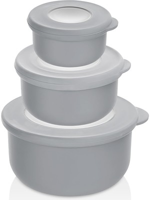 Yuvarlak Plastik Saklama Kabı Seti, 3'lü, Kapaklı, Bpa Içermez Qlux Ideas 100 ml 250 ml 500 ml