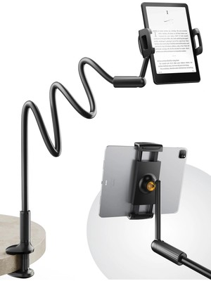 Saıjı 47 Inç Gooseneck Kindle Tutucu, Yükseltilmiş Tabanlı Yatak Için Tablet Tutucu, Esnek Tembel Kollu iPad Standı, iPad Mini Pro Air, Kindle, Galaxy Veya Diğer 4,7-11 Inç Cihazlarla Uyumlu (Siyah)