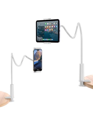 Juo 90 cm Akrobat Esnek Tablet ve Telefon Tutucu Stand Beyaz