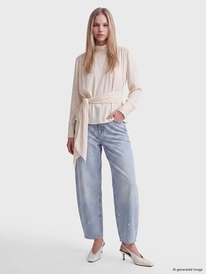 Lc Waikiki Yeni Sezon Indigo Balloon Fit Taşlı Kadın Jean Pantolon