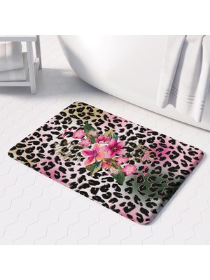 Sevimli Tasarımlı Mikrofiber Banyo Paspası, Kaymaz Taban, Makinede Yıkanabilir (50X80) 234_BPSM
