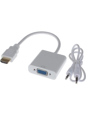 Ancheyn HDMI To VGA Dönüştürücü Kablo Ses Destekli Adaptör Çevirici Ps3 Kulaklık Monitör Tv LED Uydu 4548