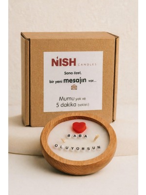 Nish Candles Gizli Mesajlı Mum - Baba Oluyorsun - Sürpriz Hamilelik Duyuru Hediyesi