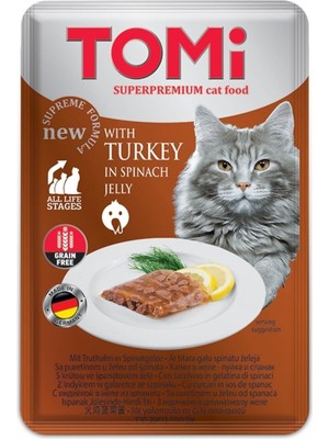 Tomi Kedi Hindi & Ispanak Tahılsız Pouch Mama 100GR