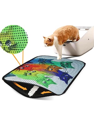 Miapet Elekli Desenli Kedi Tuvalet Önü Paspası 60 x 45 cm Yedi Kedi