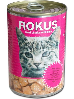Rokus Kuzu Etli Kedi Konserve Mama 410 G