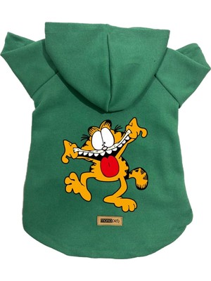Monopetz Kapişonlu Polar Sweatshirt Köpek ve Kedi Kıyafeti & Elbisesi Yeşil Yeni Garfield Xs
