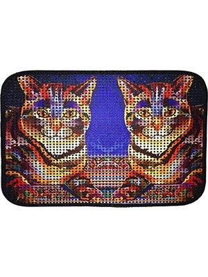 Miapet Elekli Desenli Kedi Tuvalet Önü Paspası 60 x 45 cm Ikiz Kaplan