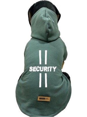 Monopetz Kapişonlu Sweatshirt Köpek ve Kedi Kıyafeti - Koyu Yeşil Security M Beden