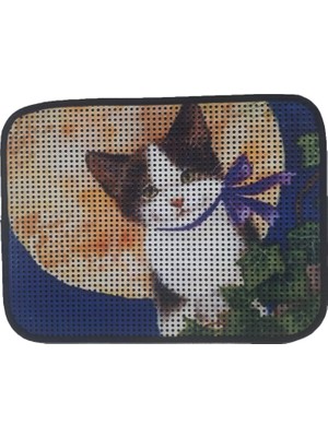 Miapet Elekli Desenli Kedi Tuvalet Önü Paspası 60 x 45 cm Dolunay