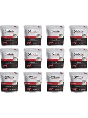 Felicia Pouch Yaş Kedi Maması, Kuzu Etli, Tahılsız, Yetişkin, (12 x 85 Gr)
