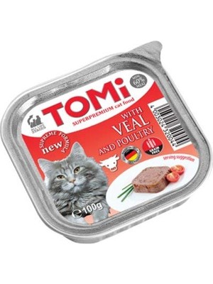 Tomi Kedi Dana Etli ve Kümes Hayvanlı Alüminyum Yaş Mama 100GR (Pate)
