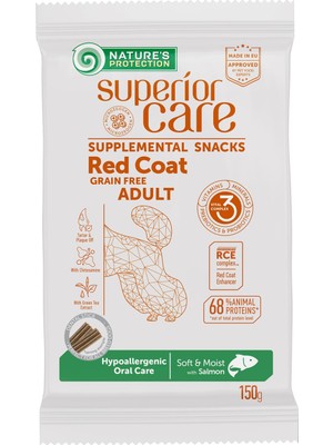 Nature’s Protection Superior Care Kızıl Tüylü Köpekler Için Somonlu Hipoalerjenik & Ağız Bakım Köpek Ödülü 150G