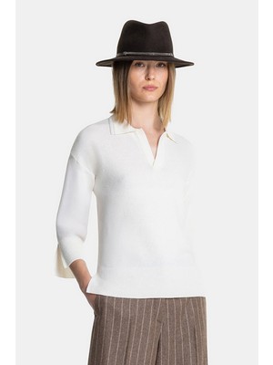 Vakko Ecru Knit Sweater