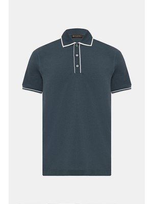 Vakko Buttoned Polo Collar Short Sleeve T-Shirt