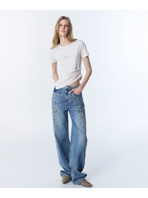 Twist Hotfix And Stud Embellished Jeans