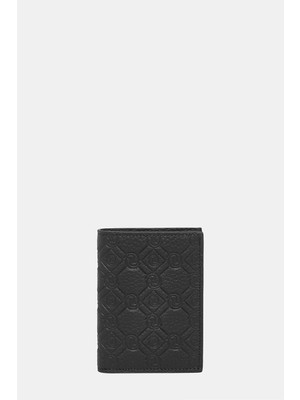 Vakko Black Monogram Leather Wallet