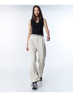 Twist Slogan Detail Wide Leg Trousers