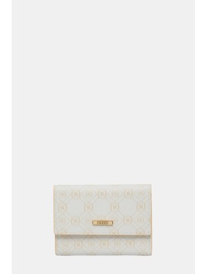 Vakko White Monogram Wallet