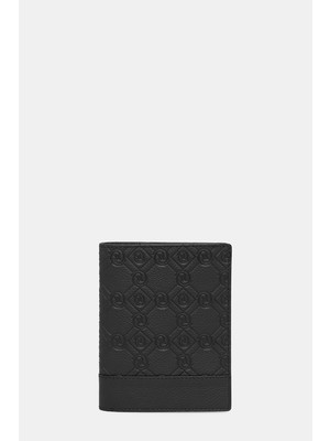 Vakko Black Monogram Leather Wallet